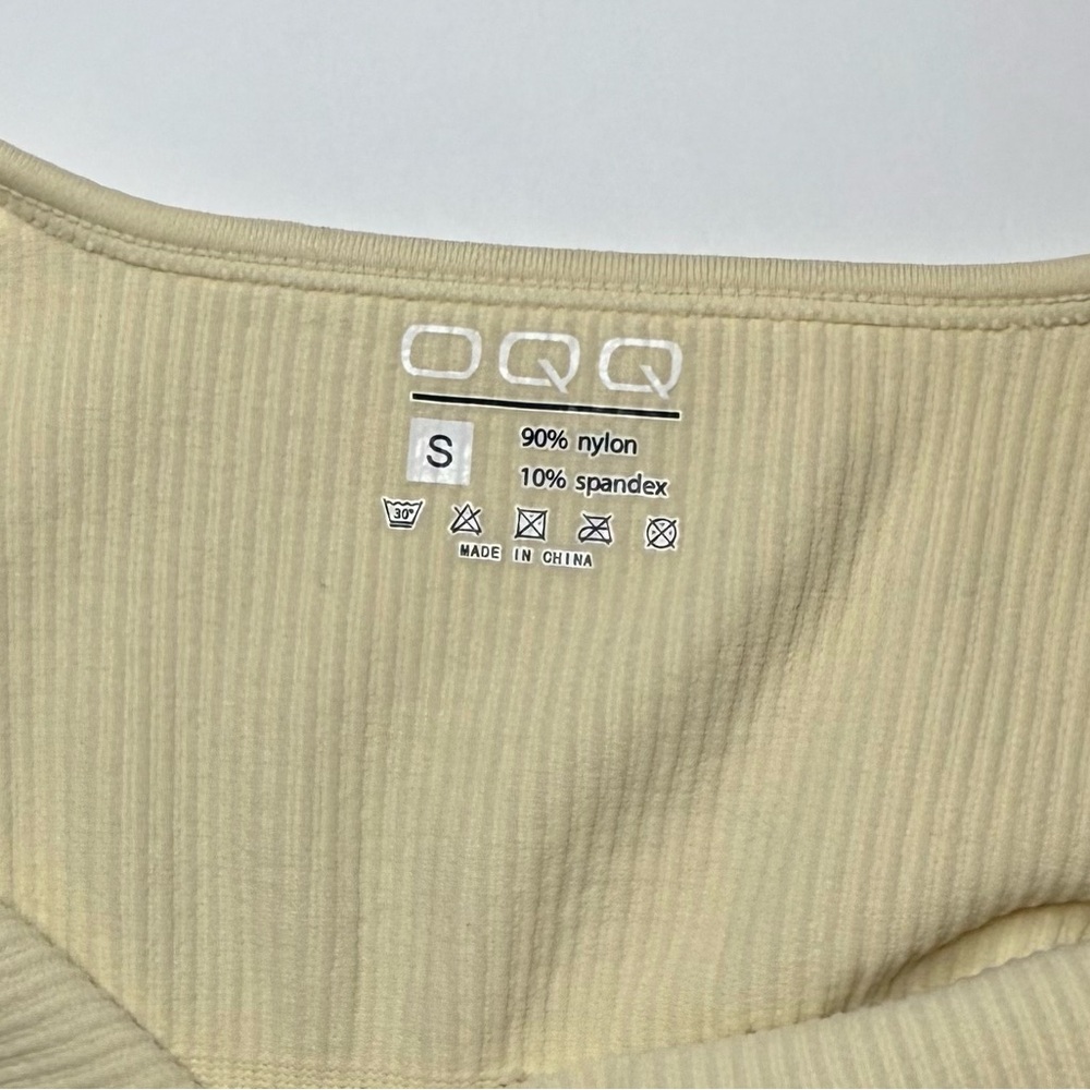 Sleeveless Square Neck Bodysuit Ribbed Tank Top Dark Beige/Cream S - Picture 3 of 6